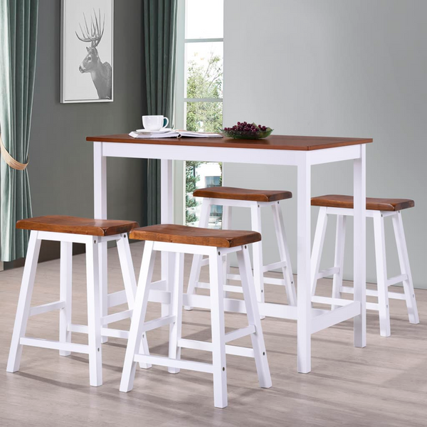 5-Piece Solid Wood Bar Table and Stool Set - Stylish and Durable for Home, Bar or Restaurant