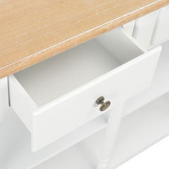 White Console Table with 3 Drawers and 2 Shelves - 120x30x76 cm, MDF & Solid Pine Wood