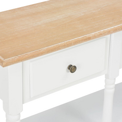 White Console Table with 3 Drawers and 2 Shelves - 120x30x76 cm, MDF & Solid Pine Wood