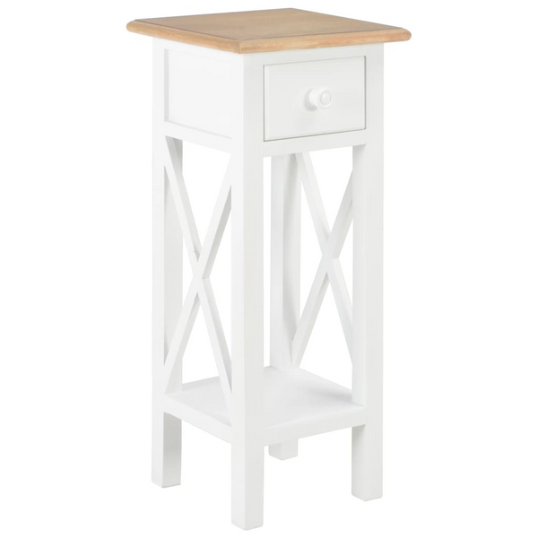 White Wooden Side Table - 27x27x65.5 cm | Stylish & Functional