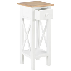 White Wooden Side Table - 27x27x65.5 cm | Stylish & Functional