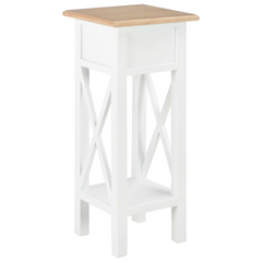 White Wooden Side Table - 27x27x65.5 cm | Stylish & Functional