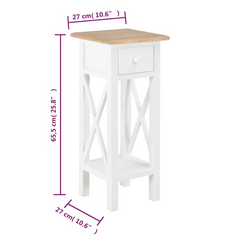 White Wooden Side Table - 27x27x65.5 cm | Stylish & Functional