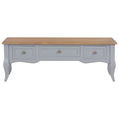 French Style TV Cabinet Grey 100x35x35 cm | Elegant Wooden TV Stand with Storage Drawers