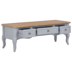 French Style TV Cabinet Grey 100x35x35 cm | Elegant Wooden TV Stand with Storage Drawers