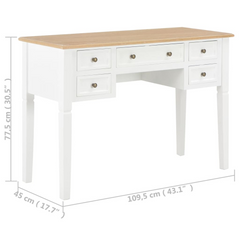 Writing Desk White 109.5x45x77.5 cm Wood - Elegant and Functional