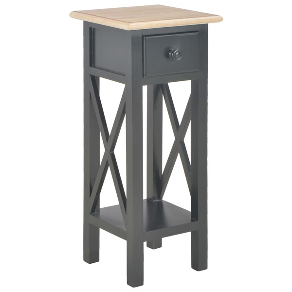 Black Wooden Side Table - Compact & Stylish (27x27x65.5 cm)