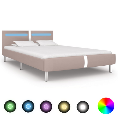 Bed Frame with LED without Mattress Cappuccino 135x190 cm Double