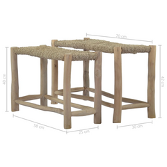 Benches 2 pcs Brown Seagrass