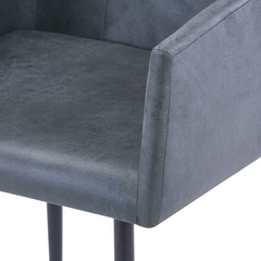 Dining Chairs with Armrests 2 pcs Grey Faux Suede Leather - Modern Design, Comfortable Seating