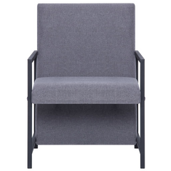 Stylish Light Grey Fabric Armchair with Chrome Feet - Modern & Comfortable