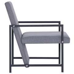 Stylish Light Grey Fabric Armchair with Chrome Feet - Modern & Comfortable