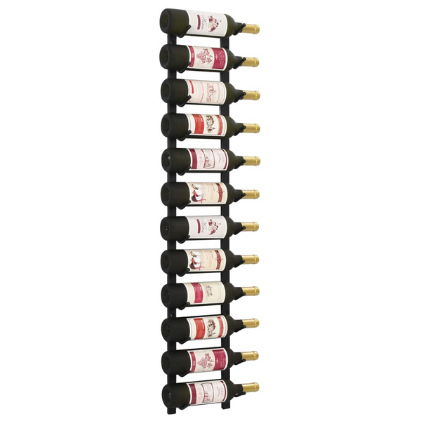 Stylish Wall Mounted Wine Rack - Holds 12 Bottles, Black Iron Design