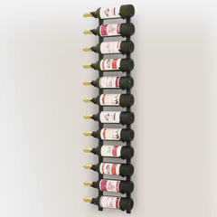 Stylish Wall Mounted Wine Rack - Holds 12 Bottles, Black Iron Design