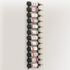 Stylish Wall Mounted Wine Rack - Holds 12 Bottles, Black Iron Design