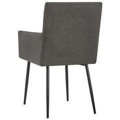 Dining Chairs with Armrests - Set of 2 - Taupe Fabric Upholstery