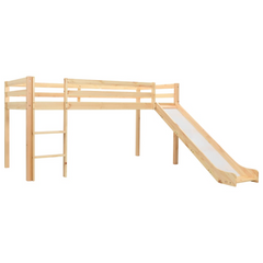 Children's Loft Bed Frame with Slide & Ladder, Pinewood, 97x208 cm – Fun & Functional Space-Saving Design