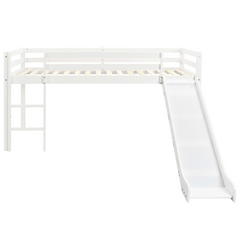 Children's Loft Bed Frame with Slide & Ladder | Pinewood | 97x208 cm