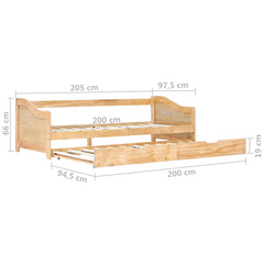 Multi-functional Pull-out Sofa Bed Frame - Pinewood, No Mattress, 90x200 cm