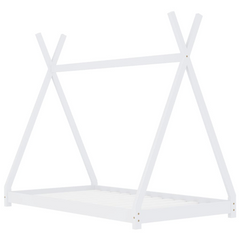 Kids Bed Frame, White, Solid Pine Wood, 70x140 cm - Tipi Style