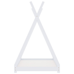 Kids Bed Frame, White, Solid Pine Wood, 70x140 cm - Tipi Style