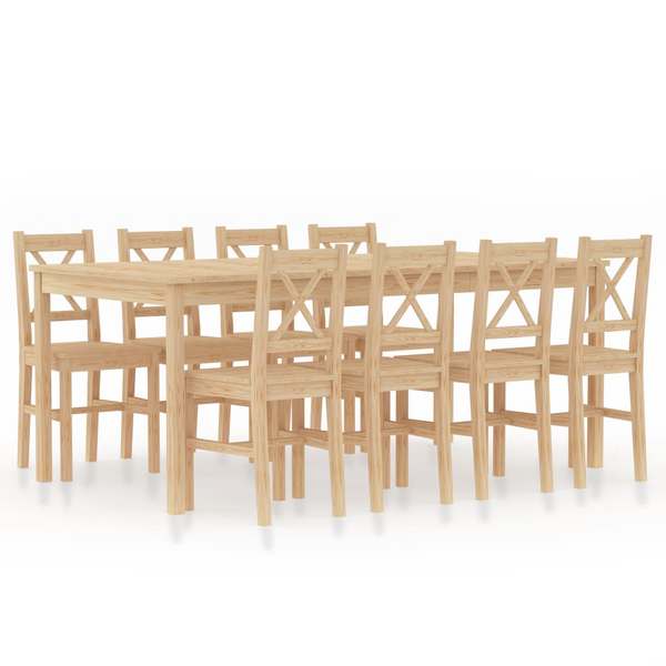 9 Piece Dining Set Pinewood - Elegant & Durable Dining Solution