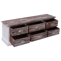 Rustic Hall Bench with Six Drawers, Brown 115x30x40 cm - Multi-Functional Wooden Storage