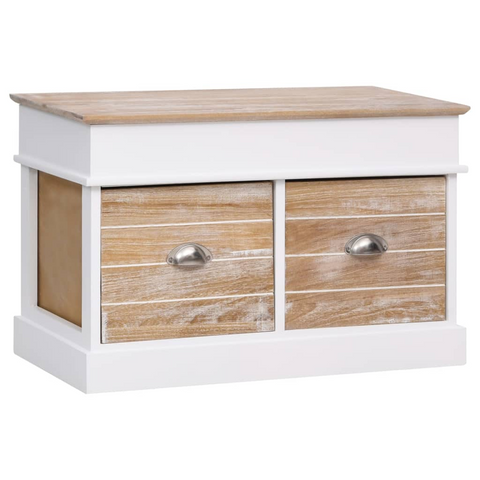 Wooden Hall Bench 70x35x45 cm - Paulownia Wood Entryway Bench with Storage and Drawers