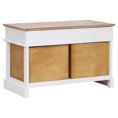 Wooden Hall Bench 70x35x45 cm - Paulownia Wood Entryway Bench with Storage and Drawers