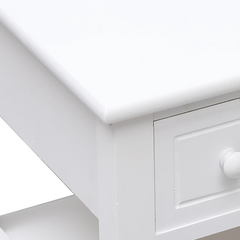 White Side Table with 2 Drawers - 40x40x40 cm, Durable Paulownia Wood & MDF