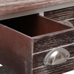 Side Table - Elegant Brown 40x40x40 cm Paulownia Wood, Multifunctional with 2 Drawers and Storage Shelf