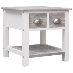 Grey Side Table 40x40x40 cm in Durable Paulownia Wood