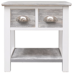 Grey Side Table 40x40x40 cm in Durable Paulownia Wood