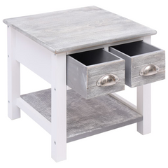 Grey Side Table 40x40x40 cm in Durable Paulownia Wood