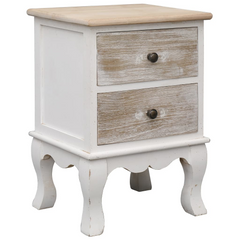 Vintage Inspired Paulownia Wood Bedside Cabinet with 2 Drawers - 35x30x50 cm