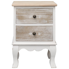 Vintage Inspired Paulownia Wood Bedside Cabinet with 2 Drawers - 35x30x50 cm