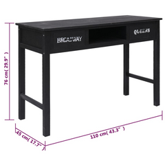 Black Wooden Console Table - Multi-functional Desk & Storage Solution - 110x45x76 cm