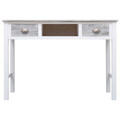 Grey Writing Desk - 2 Drawers & Open Compartment, 110x45x76 cm - Vintage Wooden Console Table for Home Office