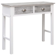 Elegant Grey Console Table - 90x30x77 cm High-Quality Wood with Storage Drawers