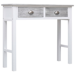 Elegant Grey Console Table - 90x30x77 cm High-Quality Wood with Storage Drawers