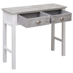 Elegant Grey Console Table - 90x30x77 cm High-Quality Wood with Storage Drawers