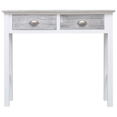 Elegant Grey Console Table - 90x30x77 cm High-Quality Wood with Storage Drawers