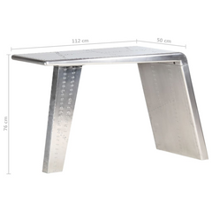 Aviator Desk Silver 112x50x76 cm Metal - Industrial Style Study Room or Office Furniture