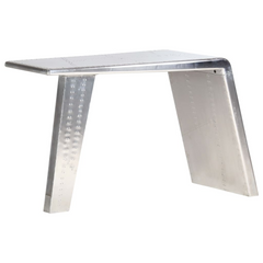 Aviator Desk Silver 112x50x76 cm Metal - Industrial Style Study Room or Office Furniture