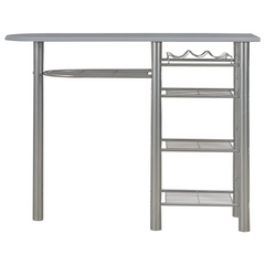 3-Piece Bar Set with Storage Shelves, Durable Wood and Steel, Foldable Chairs, Modern Grey and Silver Design