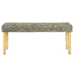 110 cm Natural Kubu Rattan and Solid Mango Wood Bench