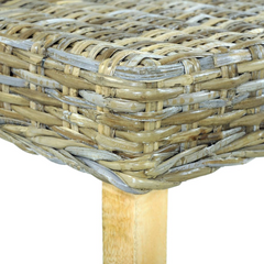 110 cm Natural Kubu Rattan and Solid Mango Wood Bench