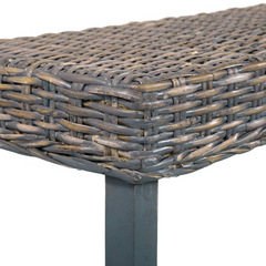 160 cm Grey Kubu Rattan Bench with Solid Mango Wood Legs - Elegant & Durable Seating Solution