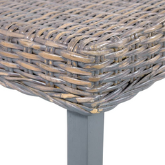 Grey Natural Kubu Rattan and Solid Mango Wood Bench - 110 cm, Stylish and Durable Seating for Home Décor