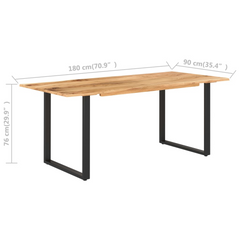 Dining Table 180x90x76 cm Solid Acacia Wood - Industrial and Rustic Style